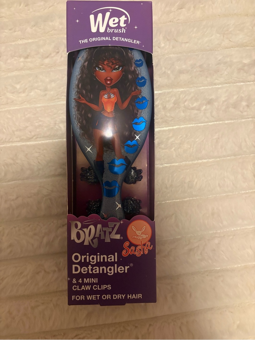 Wet Brush x Bratz Sasha Original Detangler + Mini Claw Clips NWT